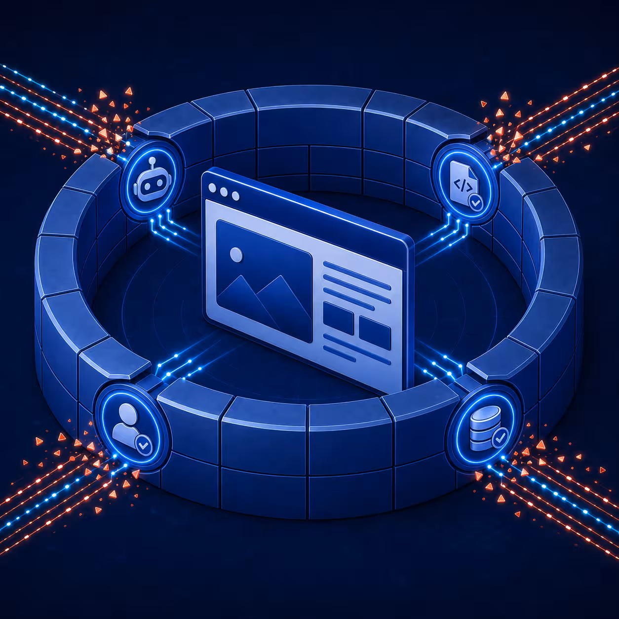 Diagram of BitFire following an authorized request through the application, database, and filesystem layers